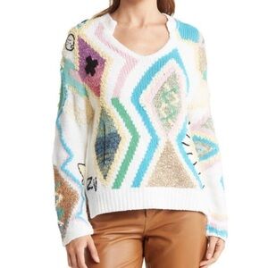 NWT ZADIG & VOLTAIRE sonny kilim carpet intarsia pullover sweater size medium